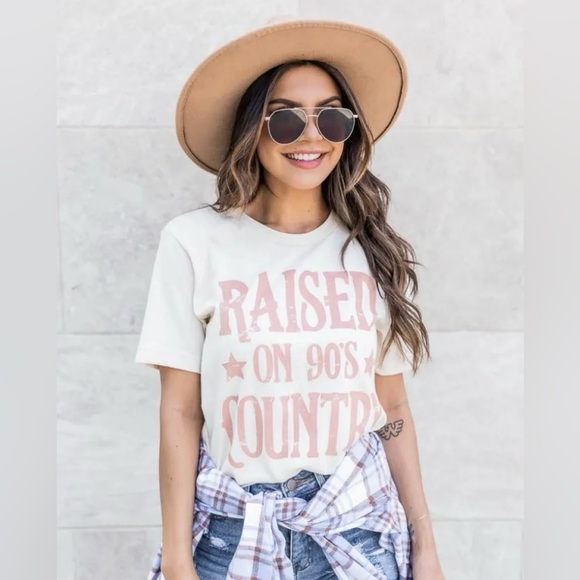 Pink Lily Raised on 90s Country Comfy Graphic Tee - Picture 1 of 2